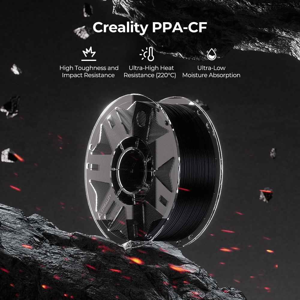 Creality Filamento PPA-CF PAHT-CF Preto 1.75mm 1kg Carretel Transparente
