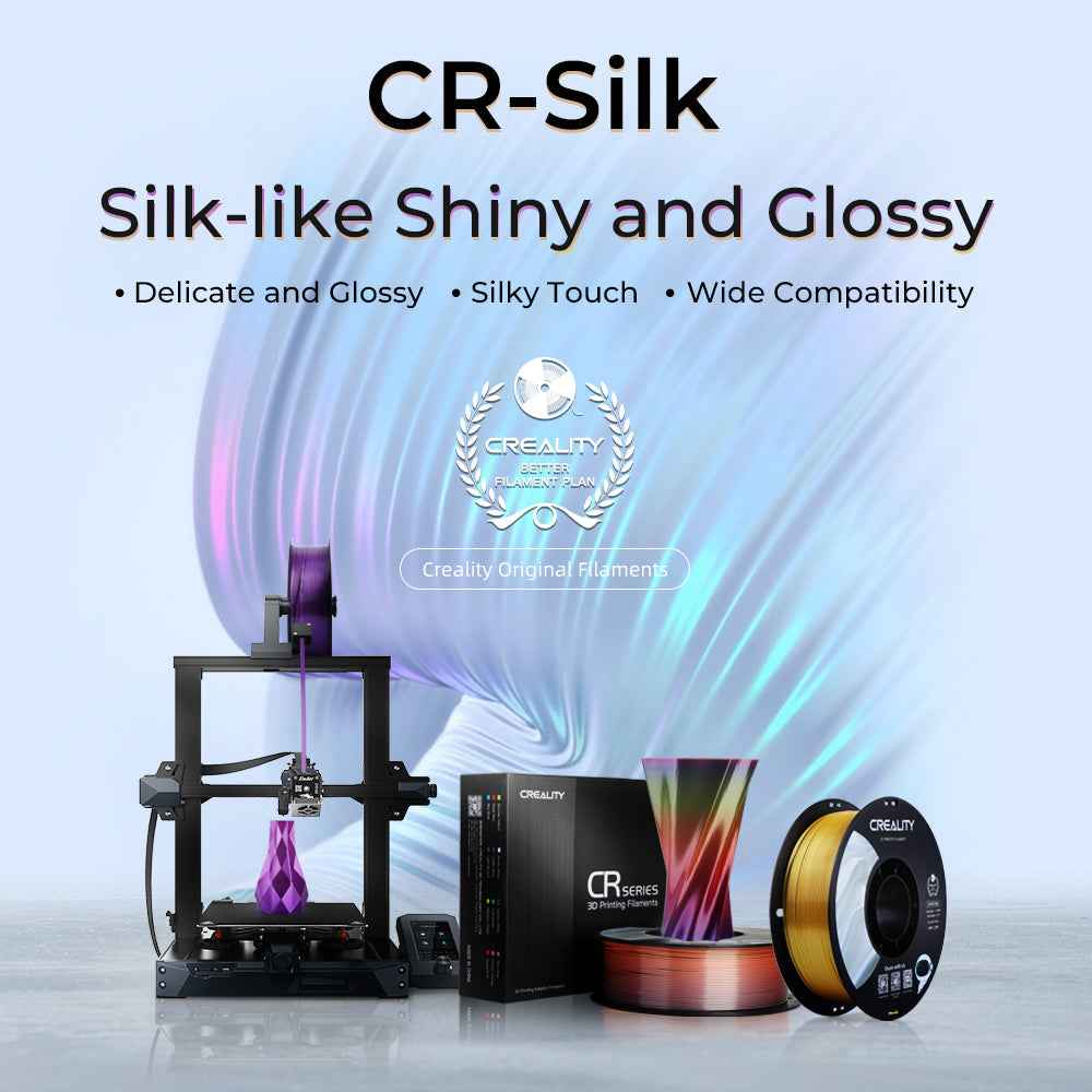 Creality CR Silk PLA 1.75mm 1kg Carretel Preto Caixa Preta e Branca