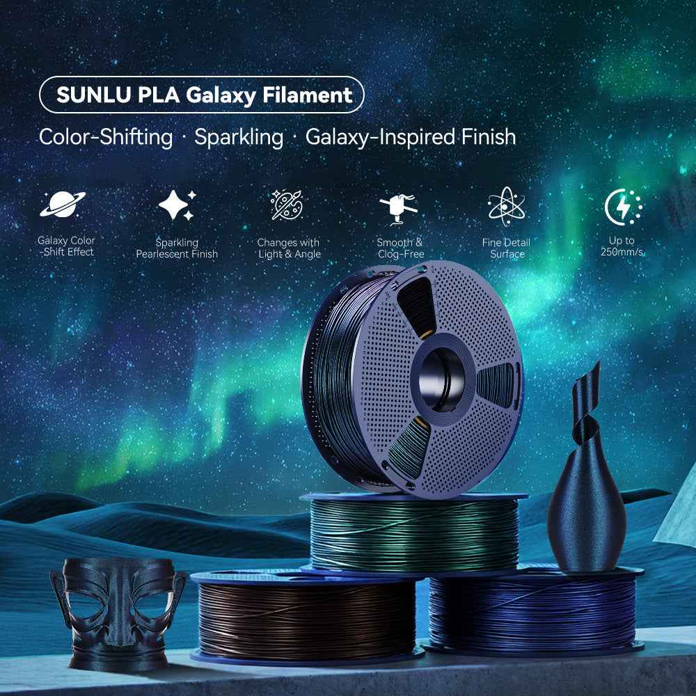 Filamento para Impressora 3D SUNLU PLA Série Galáxia 1.75mm 1KG